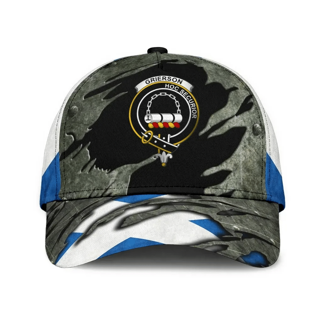 Grierson Clan Tartan Crest Classic Cap 3D Trucker Hats Custom Hats Gifts For Men & Women