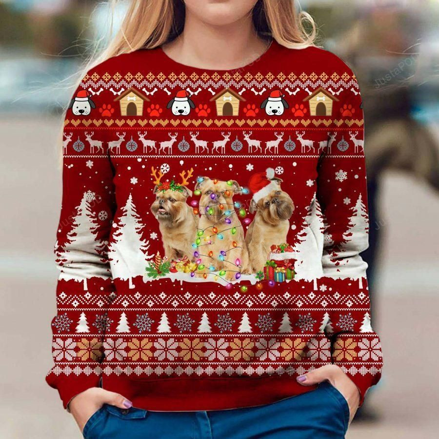 Griffon Bruxellois Ugly Christmas Sweater Adult 3D Funny Matching for family