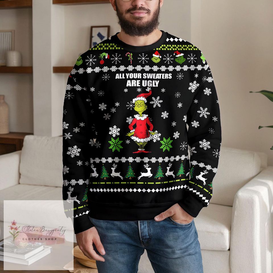 Griinch Buckle Up Butter Cup Ugly Xmas Sweater, Griinch Cartoon Sweatshirt