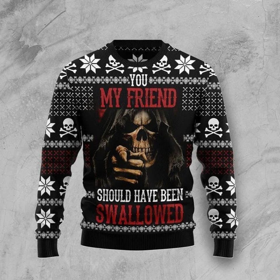 Grim Reaper You My Friend Ugly Christmas Sweater