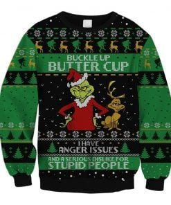 Grinch Buckle Up Butter Cup Ugly Christmas Sweater Adult 3D Funny Matching for family