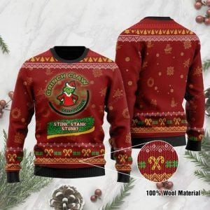 Grinch Claw Cranky Seltzer Stink Stank Stunk Ugly Christmas Sweater Adult 3D Funny Matching for family