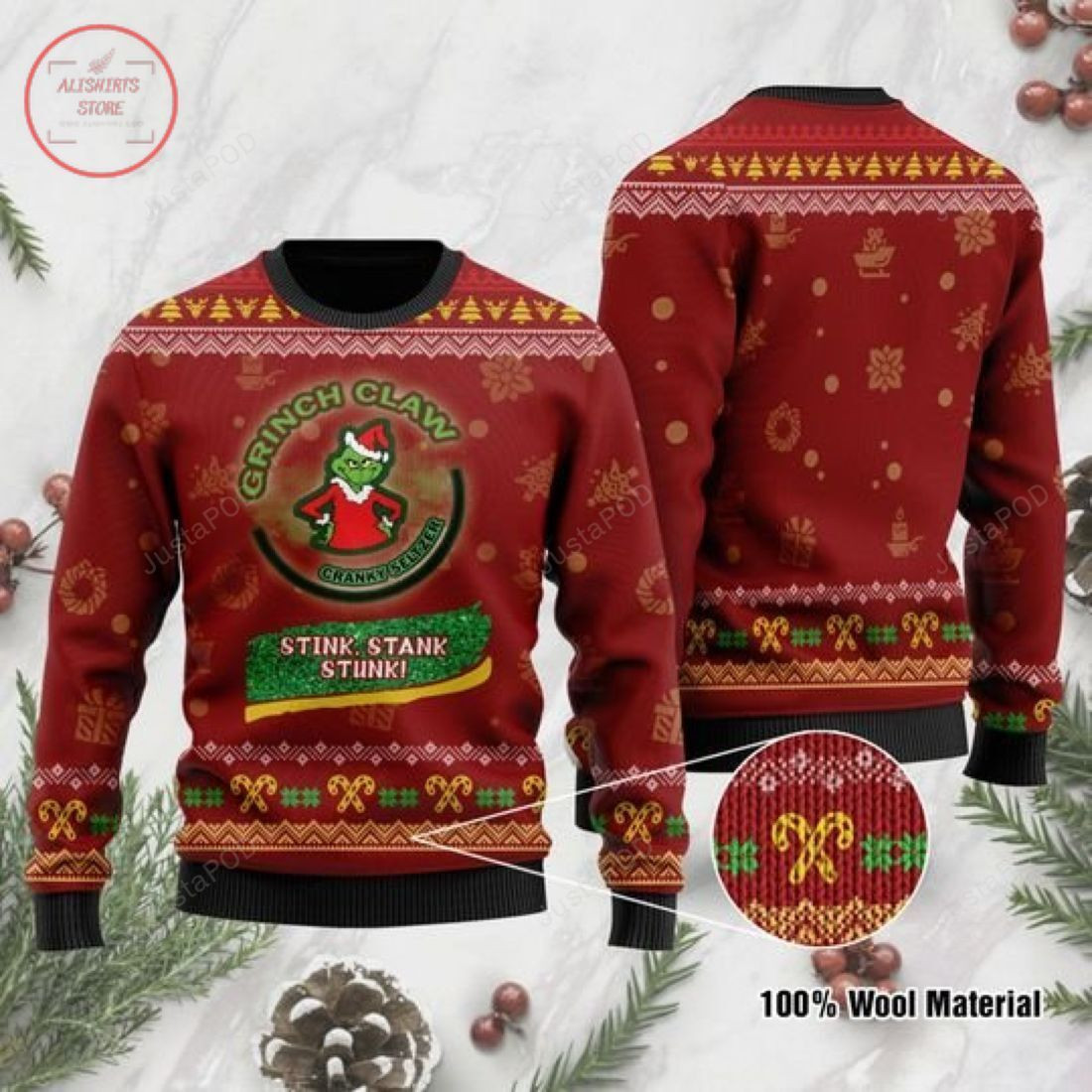 Grinch Claw Stink Stank Stunk Christmas For Unisex Ugly Christmas Sweater Adult 3D Funny Matching for family