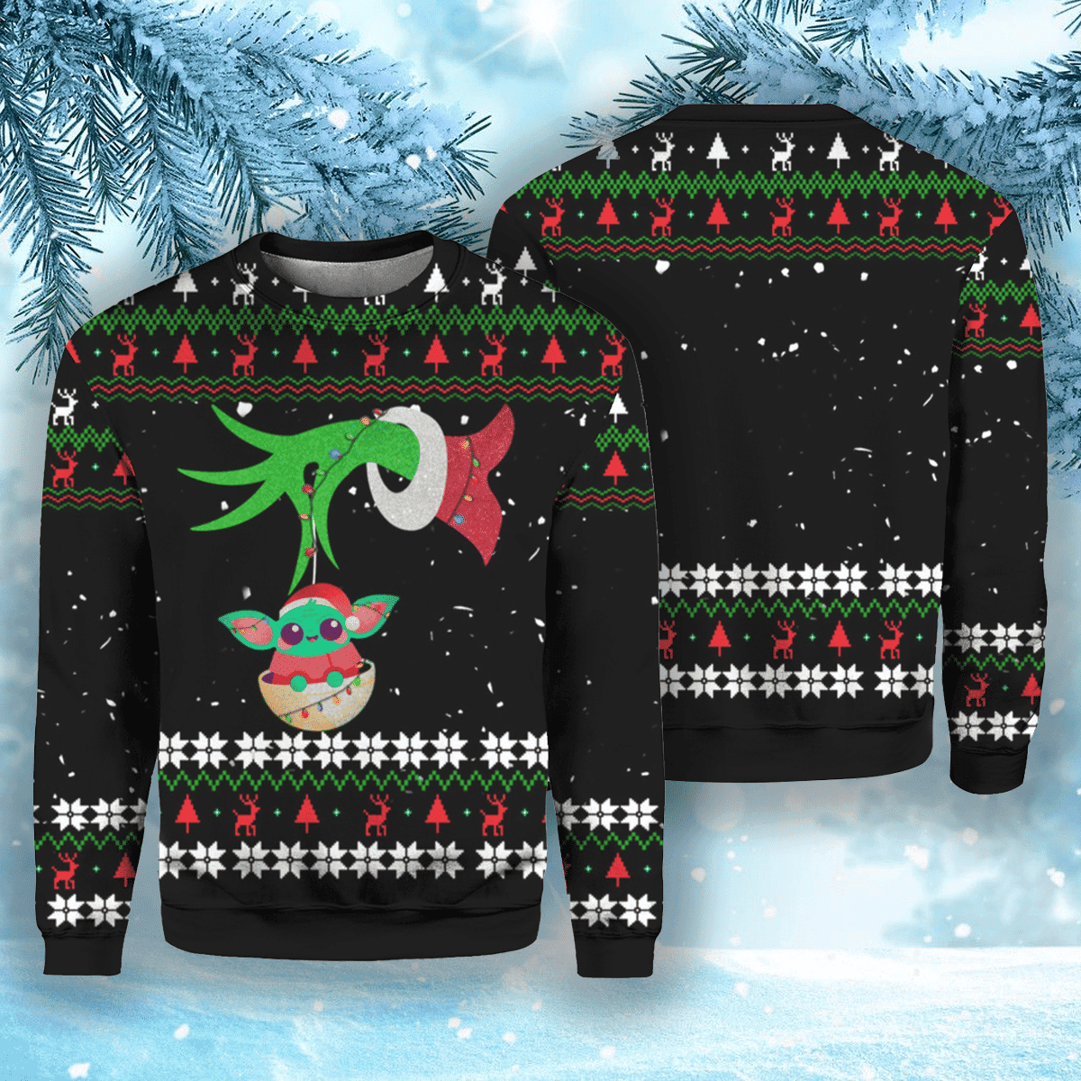 Grinch Grogu Ugly Christmas Sweater Adult 3D Funny Matching for family