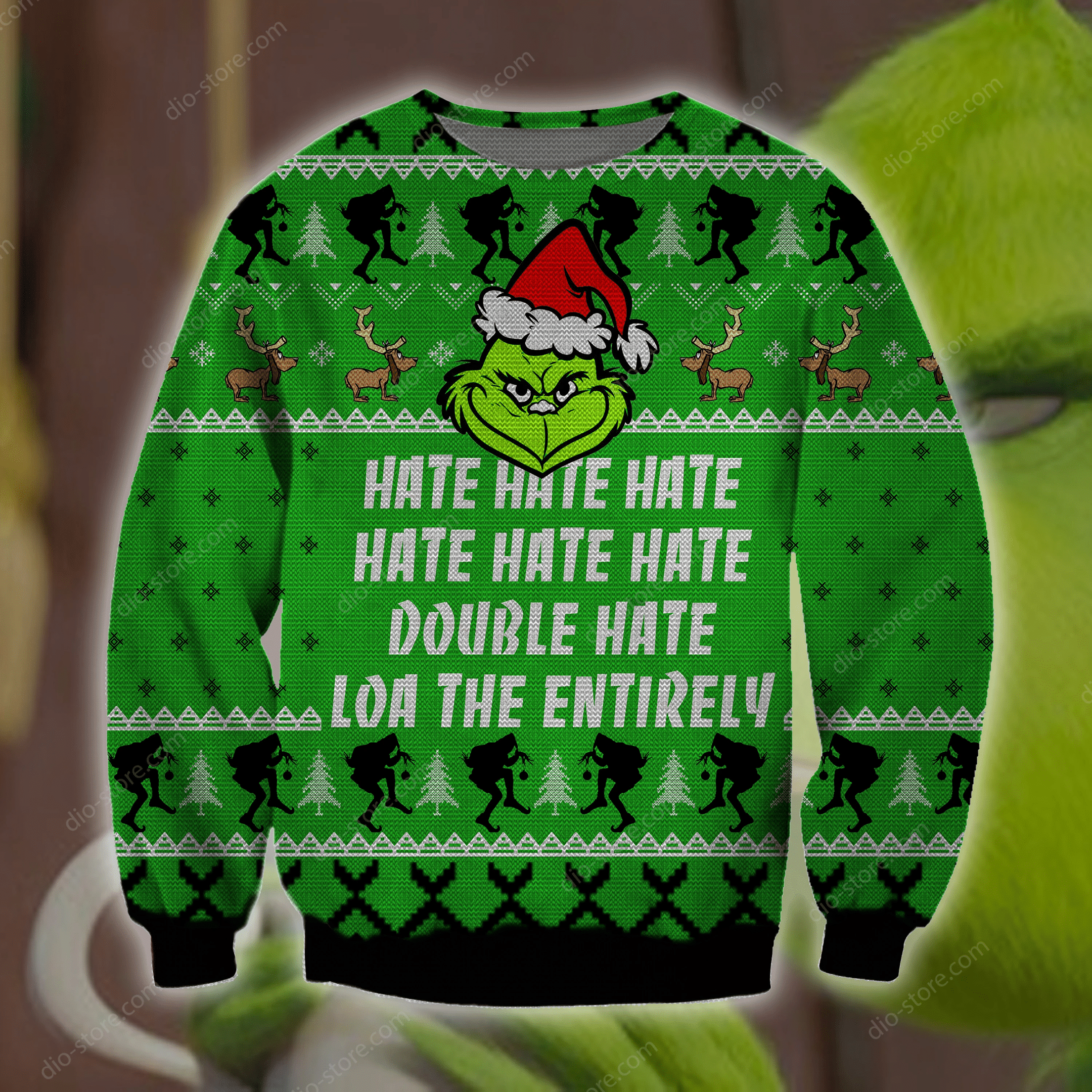 Grinch Hate Hate Hate Knitting Pattern 3D Print Ugly Christmas Sweater Adult 3D Funny Matching for family