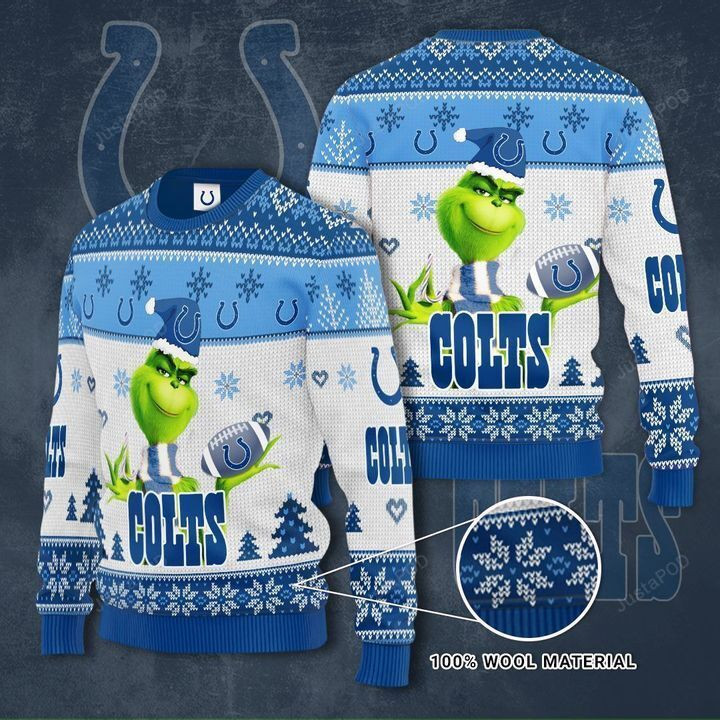 Grinch Indianapolis Colts 3D Ugly Christmas Sweater Adult 3D Funny Matching for family