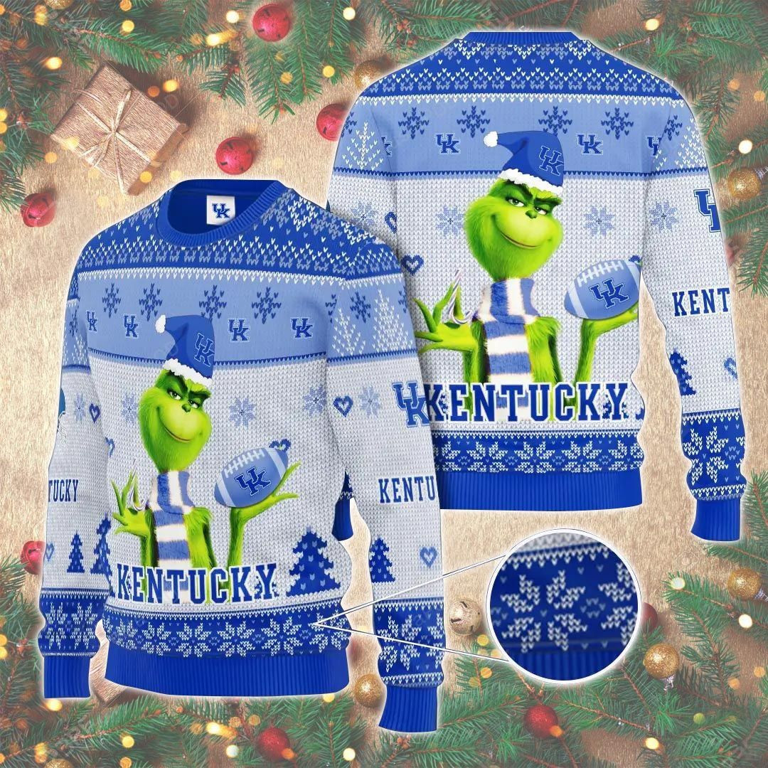 Grinch Kentucky Wildcats Ugly Christmas Sweater Adult 3D Funny Matching for family