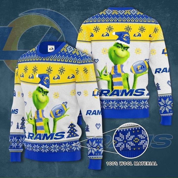 Grinch Los Angeles Rams For Fans Ugly Christmas Sweater Adult 3D Funny Matching for family