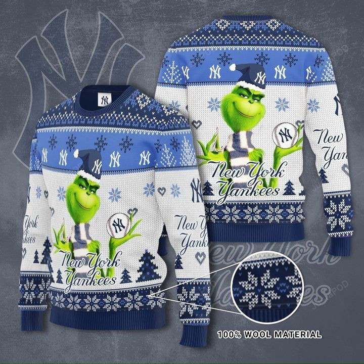 Grinch New York Yankees 3D Ugly Christmas Sweater Adult 3D Funny Matching for family