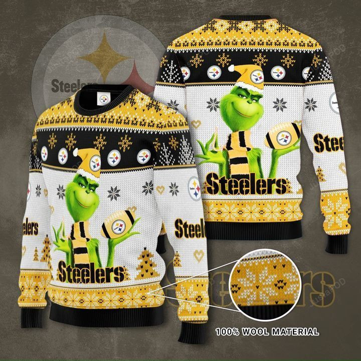 Grinch Pittsburgh Steelers 3D Ugly Christmas Sweater Adult 3D Funny Matching for family