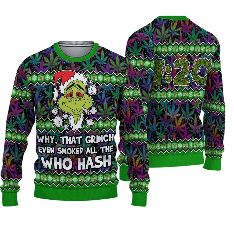 GrinSmoked all the Who Hash Christmas 420 Ugly Sweater