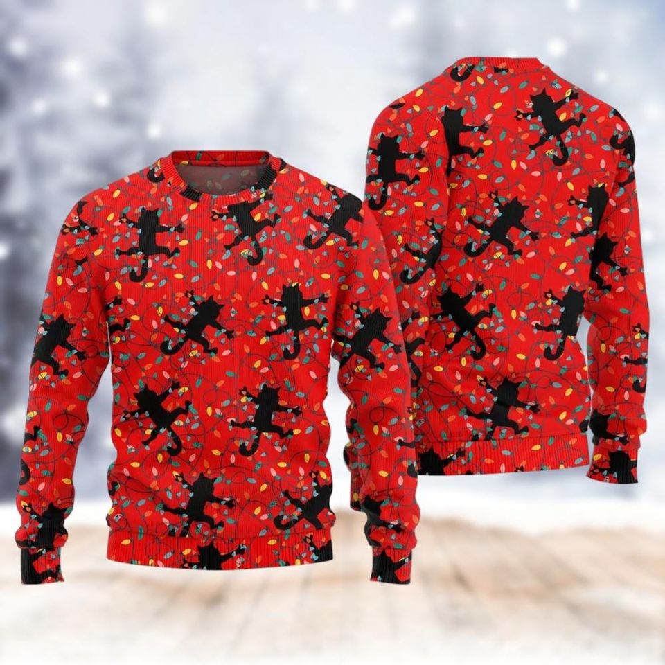 Griswold Cat Wrapped Christmas Lights Sweater, National Lampoon's Xmas Sweater