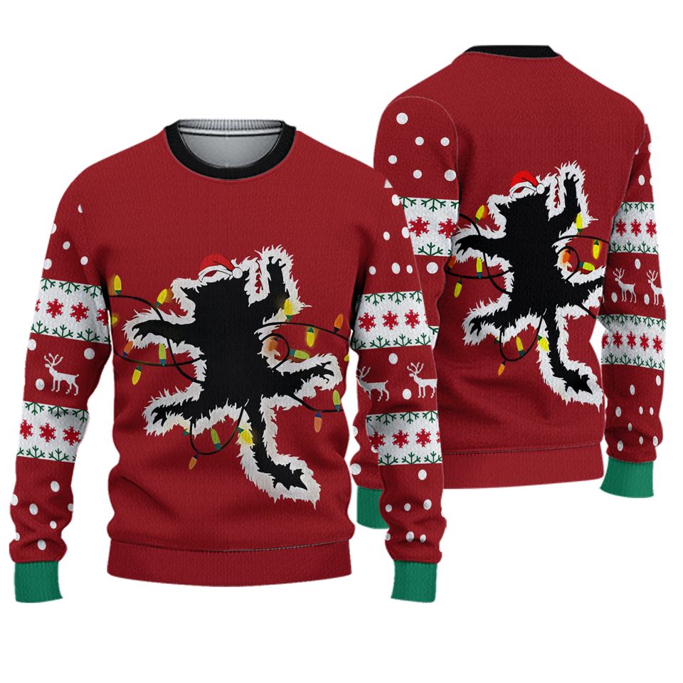 Griswold Cat Wrapped in Christmas Lights Sweater, Custom Cat Ugly Sweater