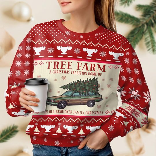 Griswold Christmas Ugly Sweater, Griswold Tree Farm Sweater, Xmas Vacation Knitted Sweater - Image 11
