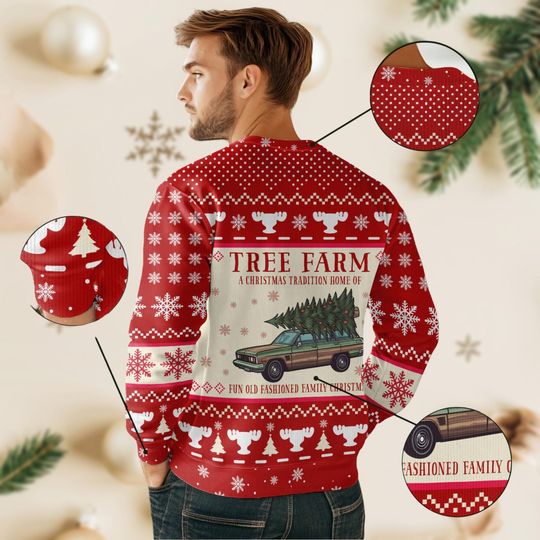 Griswold Christmas Ugly Sweater, Griswold Tree Farm Sweater, Xmas Vacation Knitted Sweater - Image 12
