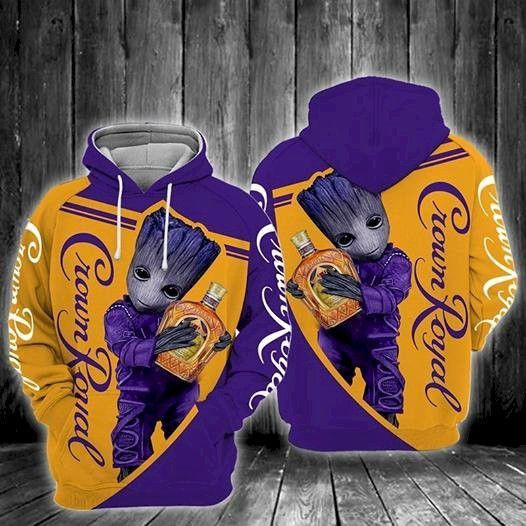Groot Hugs Crown Royal 3D All Over Print Hoodie, Zip Hoodie