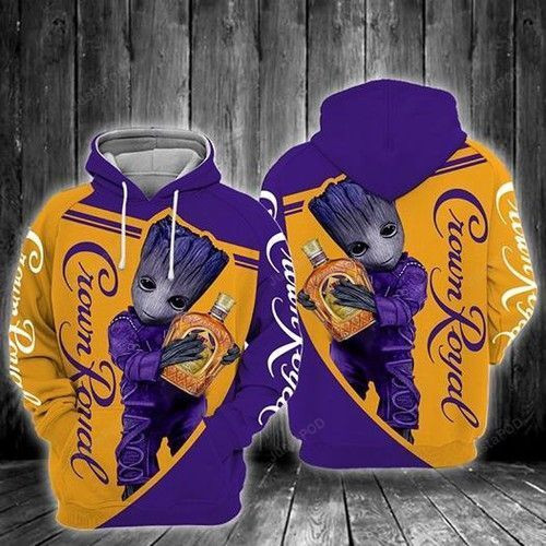 Groot Hugs Crown Royal 3D All Over Print Hoodie, Zip Hoodie