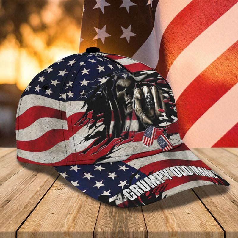 Grumpy Old Man Skull American Flag Classic Cap Baseball Cap Trucker Hats Custom Hats Gifts For Men & Women