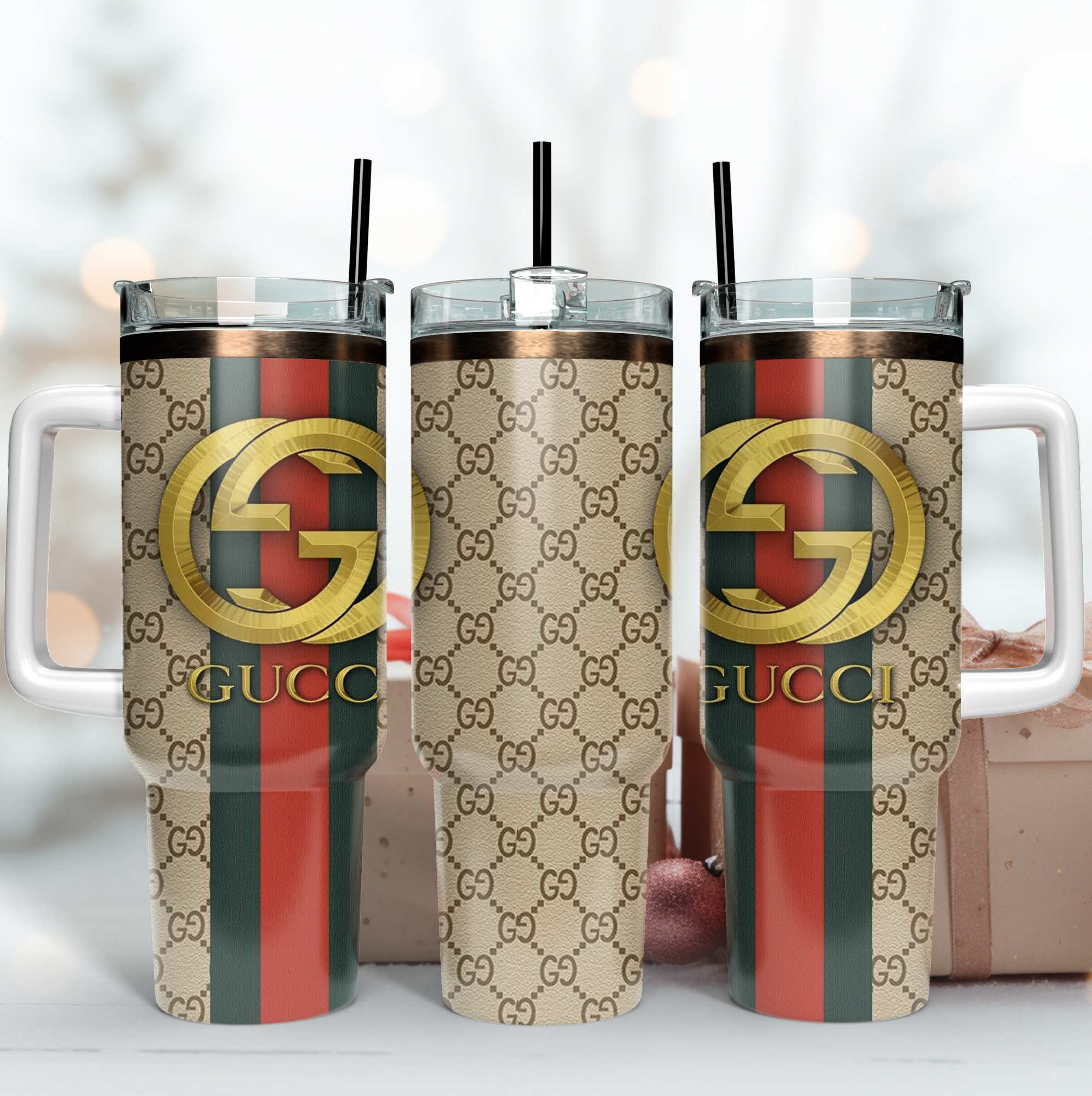 Gucci 3D Logo Pattern Custom Stanley Cup 40 oz 30 oz Tumbler With HandleTVC2301168
