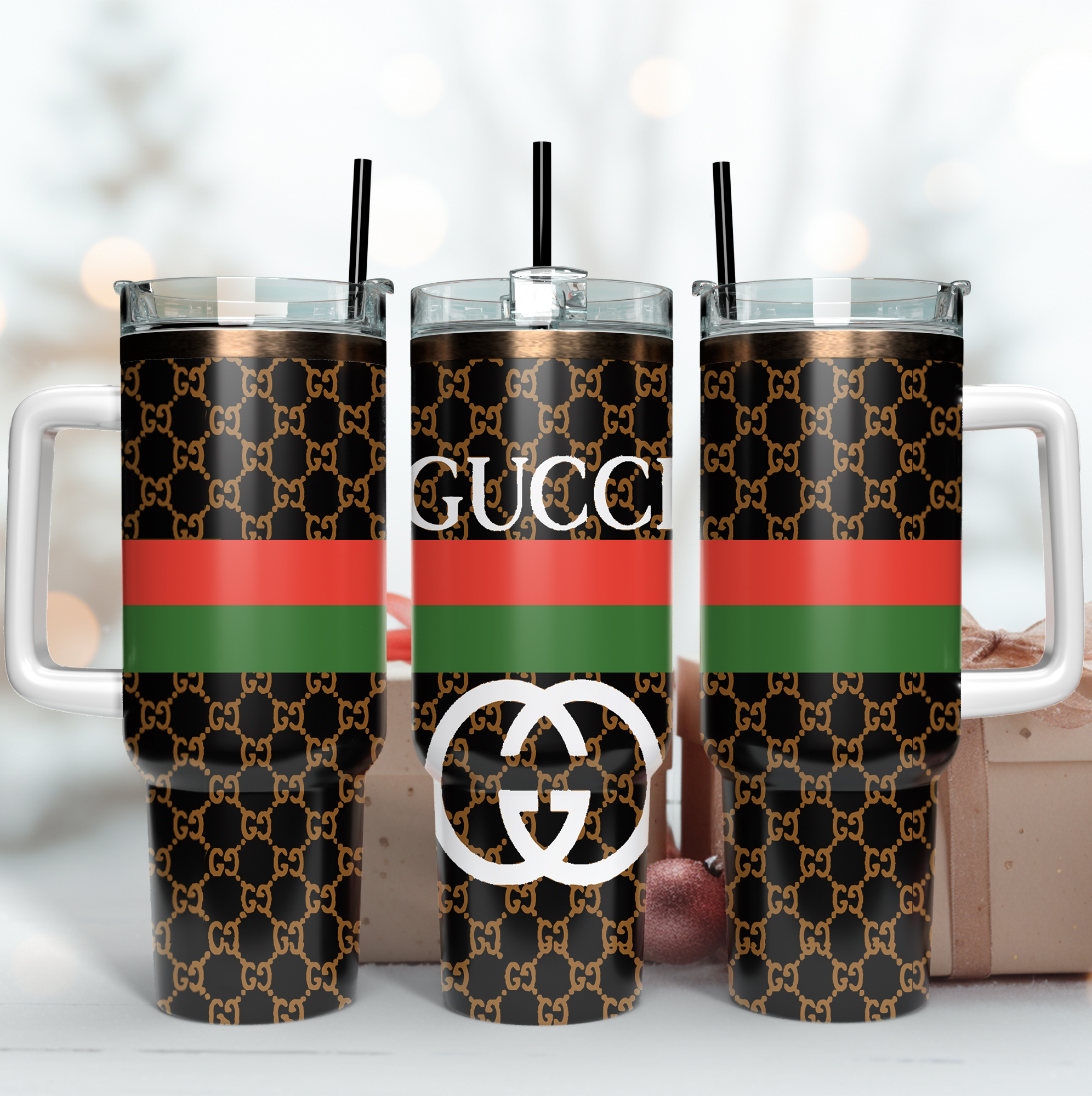 Gucci Logo Pattern Custom Stanley Cup 40 oz 30 oz Tumbler With HandleTVC2301169