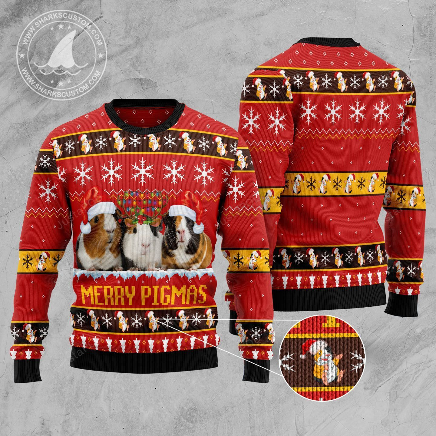 Guinea Merry Pigmas Ugly Christmas Sweater Adult 3D Funny Matching for family