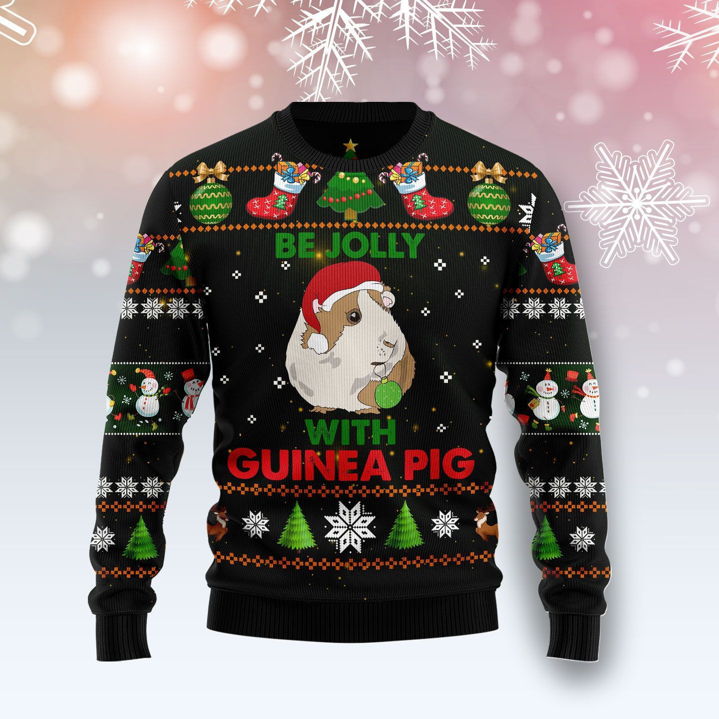 Guinea Pig Be Jolly Ugly Christmas Sweater Adult 3D Funny Matching for family