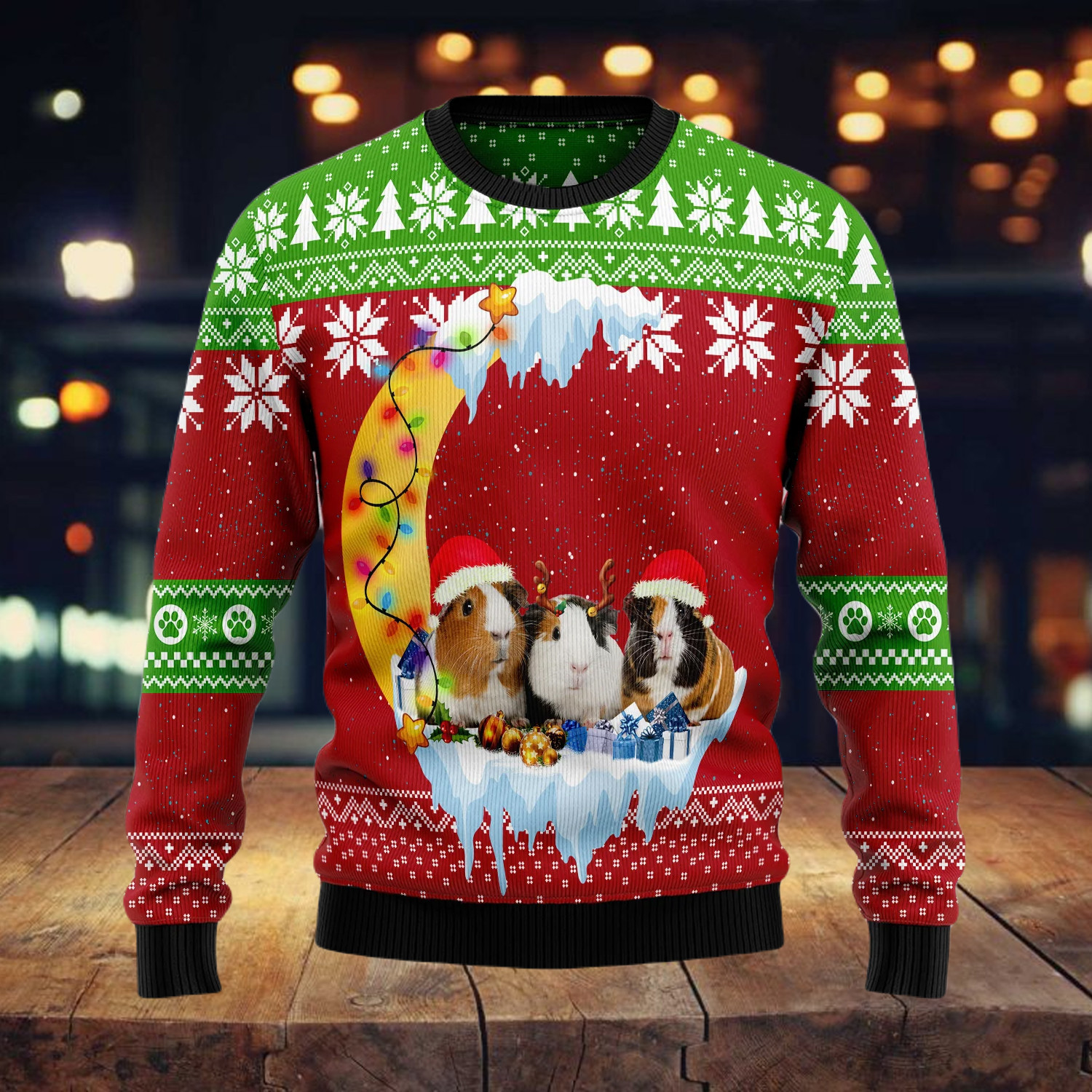 Guinea Pig Love Moon Ugly Christmas Sweater Adult 3D Funny Matching for family - Image 3