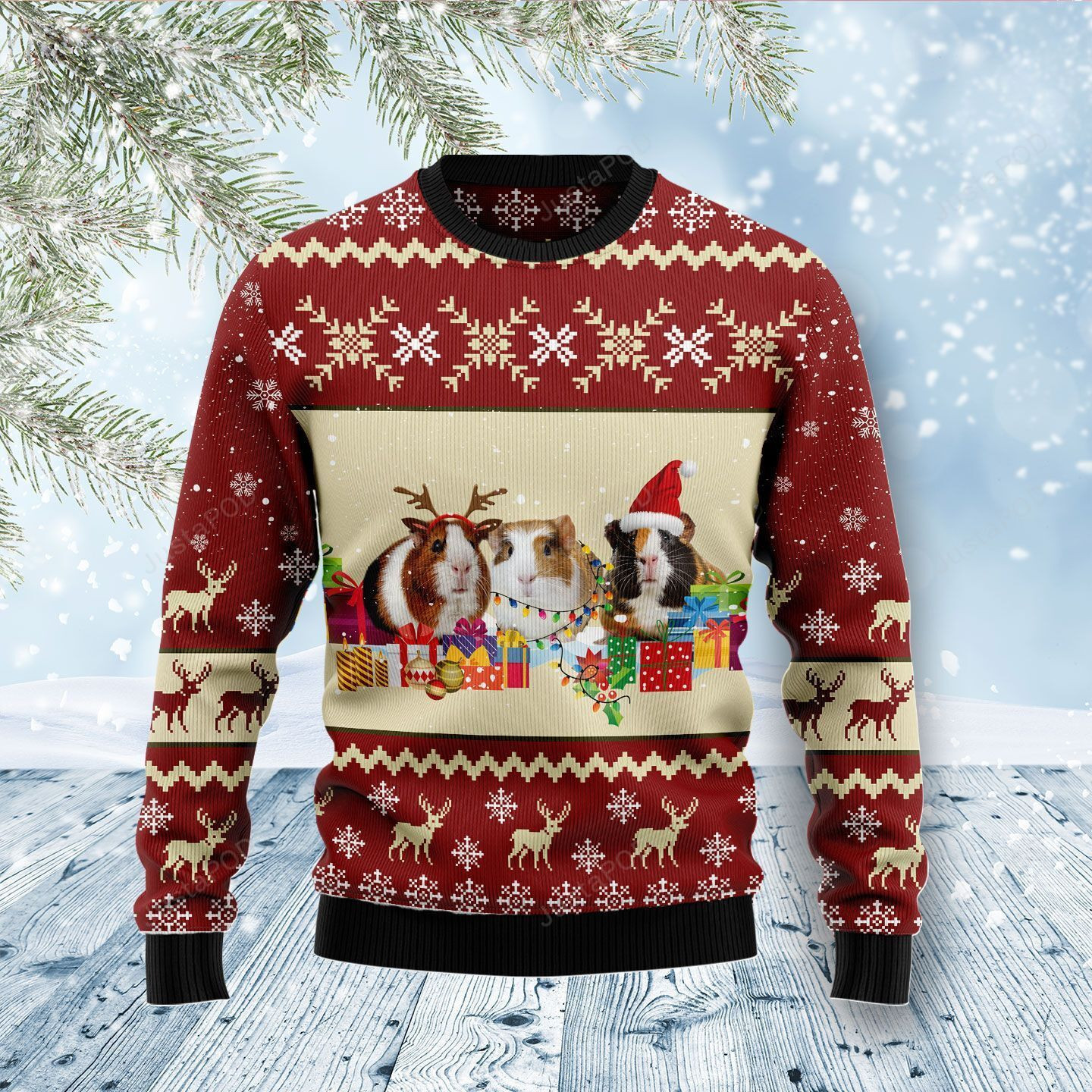 Guinea Pig Snow Ugly Christmas Sweater Adult 3D Funny Matching for family