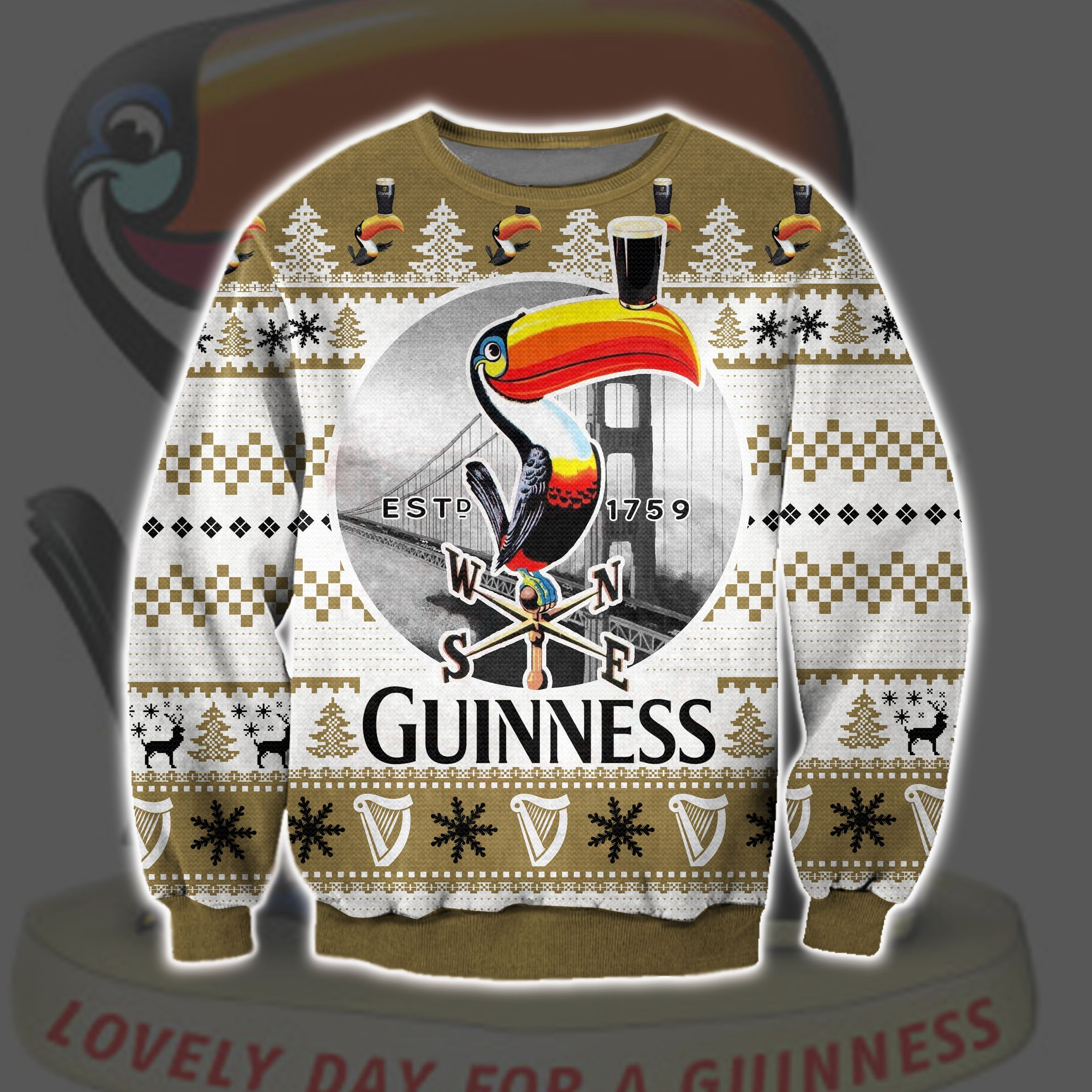 Guinness Beer 1759-Toucan 3D All Over Print Ugly Christmas Sweater Adult 3D Funny Matching for family