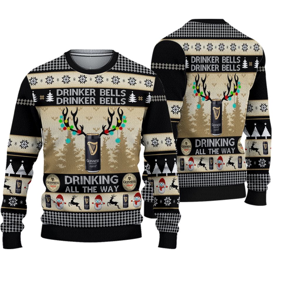 Guinness Drinker Bells Ugly Sweater, Guinness Beer Sweater