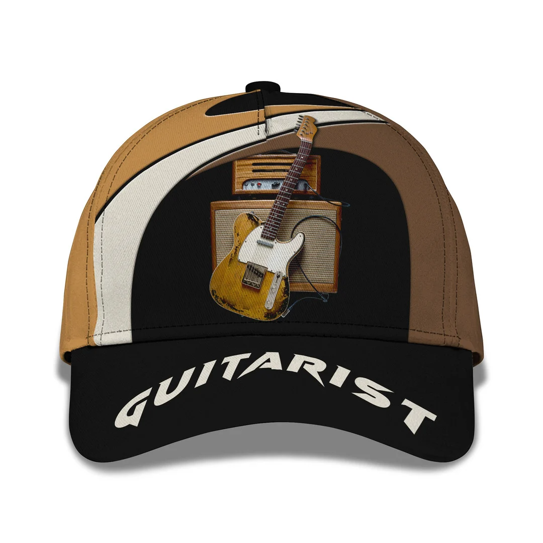 Guitar Cap 3D Full Printed Guitar Baseball Cap, 3D Classic Cap For Guitar Men, Gift To Guitarist Trucker Hats Custom Hats Gifts For Men & Women