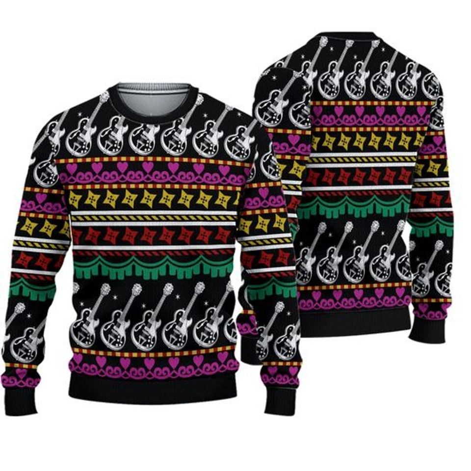Guitar Christmas Ugly Sweater, Ugly Christmas Sweater