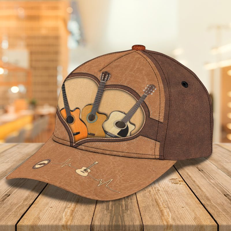 Guitar Heart Beat Classic Lover Tan Trucker Hats Custom Hats Gifts For Men & Women
