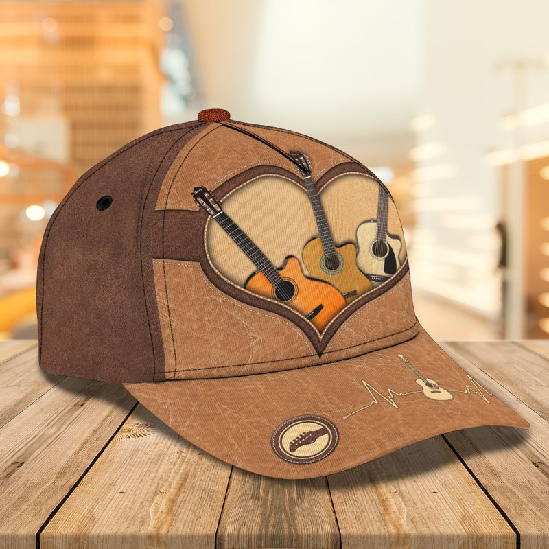 Guitar Heart Beat Classic Lover Tan Trucker Hats Custom Hats Gifts For Men & Women
