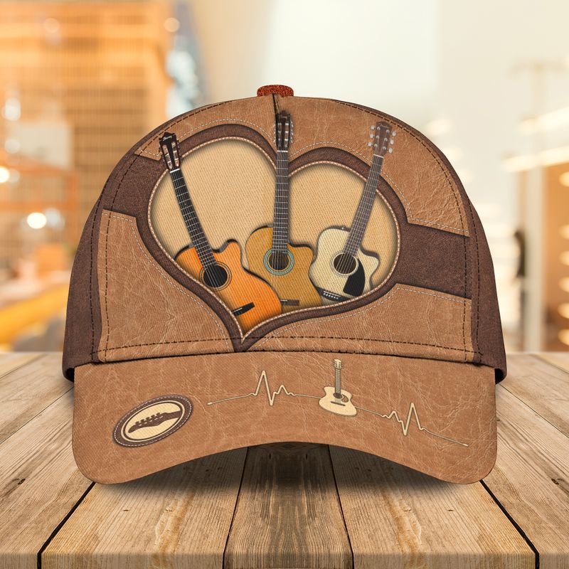 Guitar Heart Beat Classic Lover Tan Trucker Hats Custom Hats Gifts For Men & Women