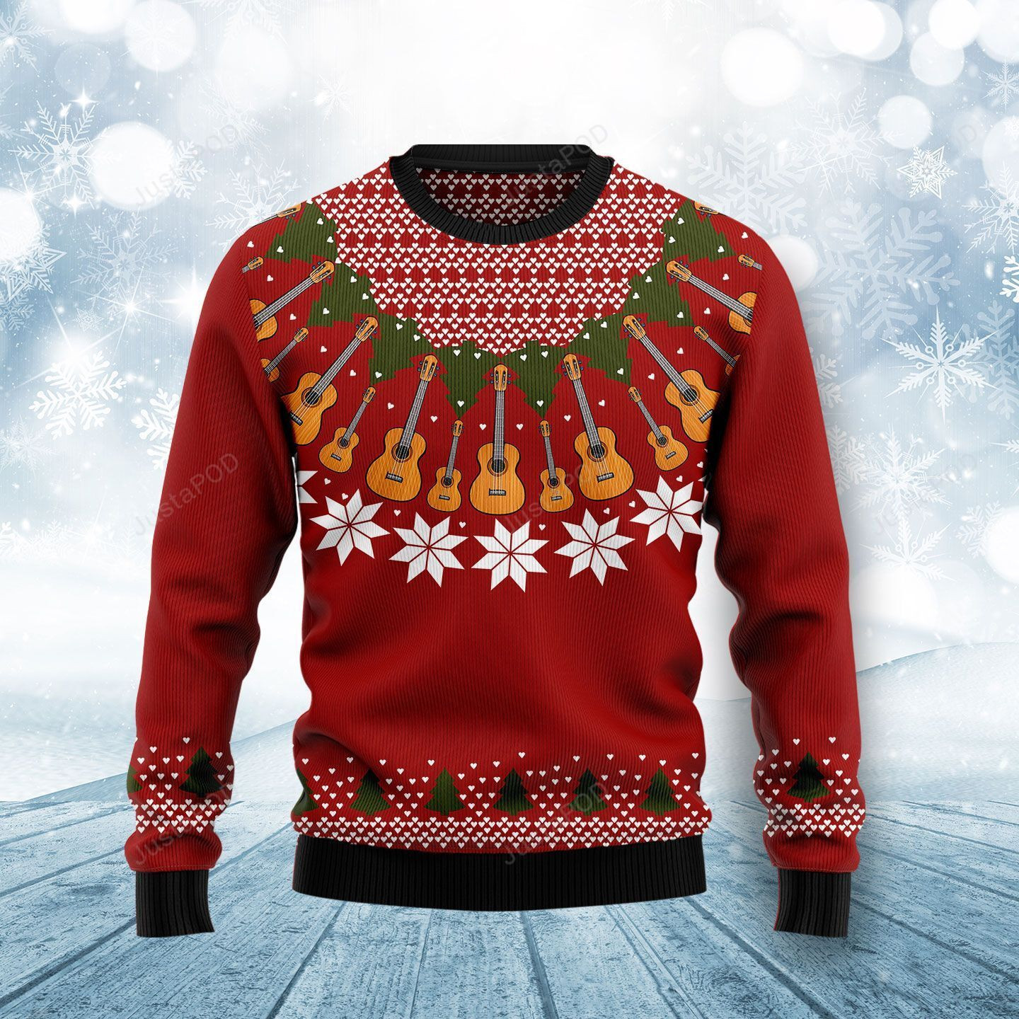 Guitar Lover For Christmas Ugly Christmas Sweater Adult 3D Funny Matching for family