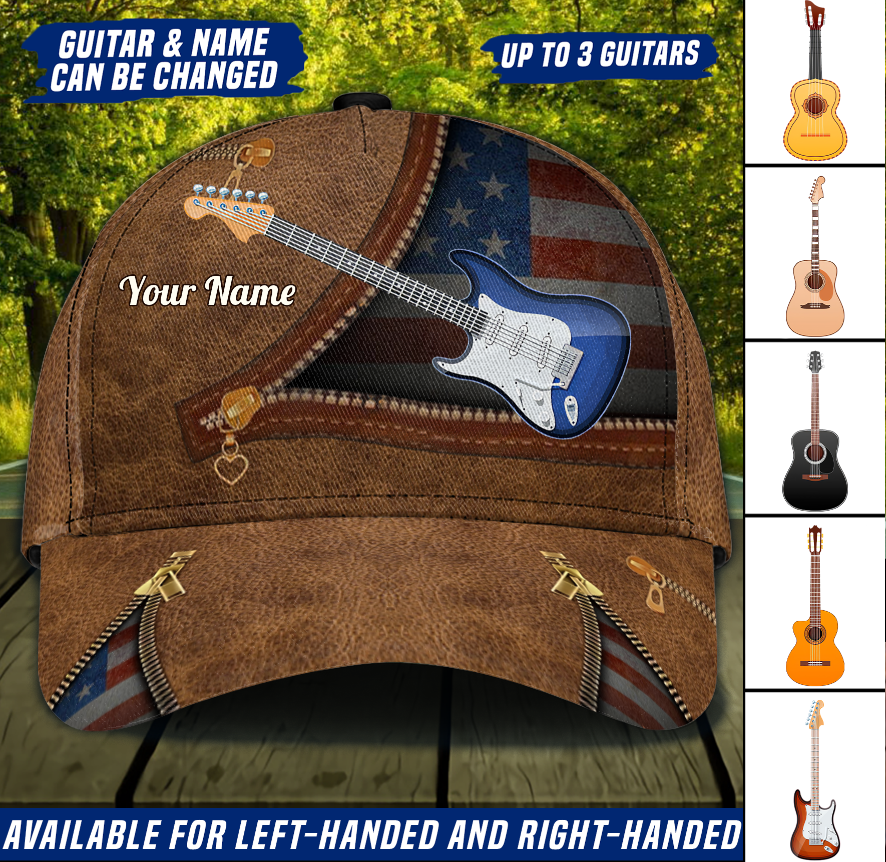 Guitar Personalized Classic Cap, Personalized Gift for Music Lovers, Guitar Lovers Trucker Hats Custom Hats Gifts For Men & Women