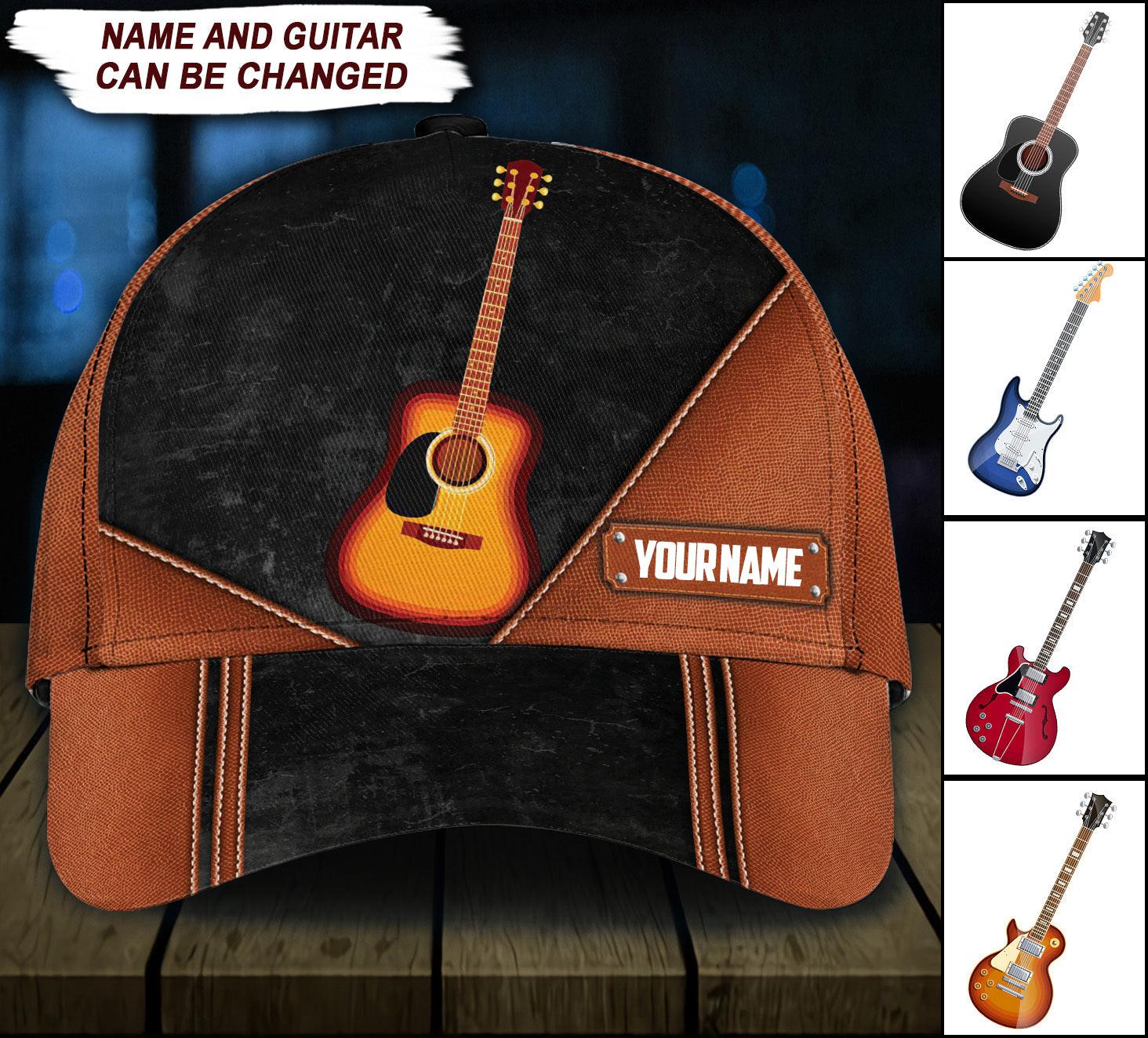 Guitar Personalized Classic Cap, Personalized Gift for Music Lovers, Guitar Lovers Trucker Hats Custom Hats Gifts For Men & Women