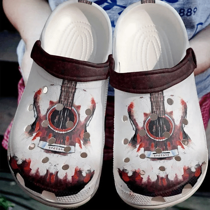 Guitar Red Painting clog Shoes