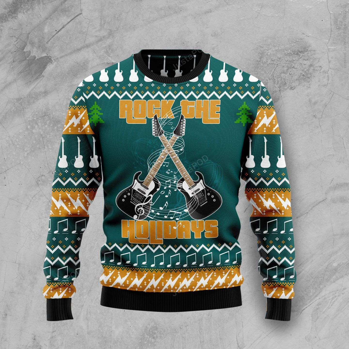 Guitar Rock The Holiday Ugly Christmas Sweater Adult 3D Funny Matching for family