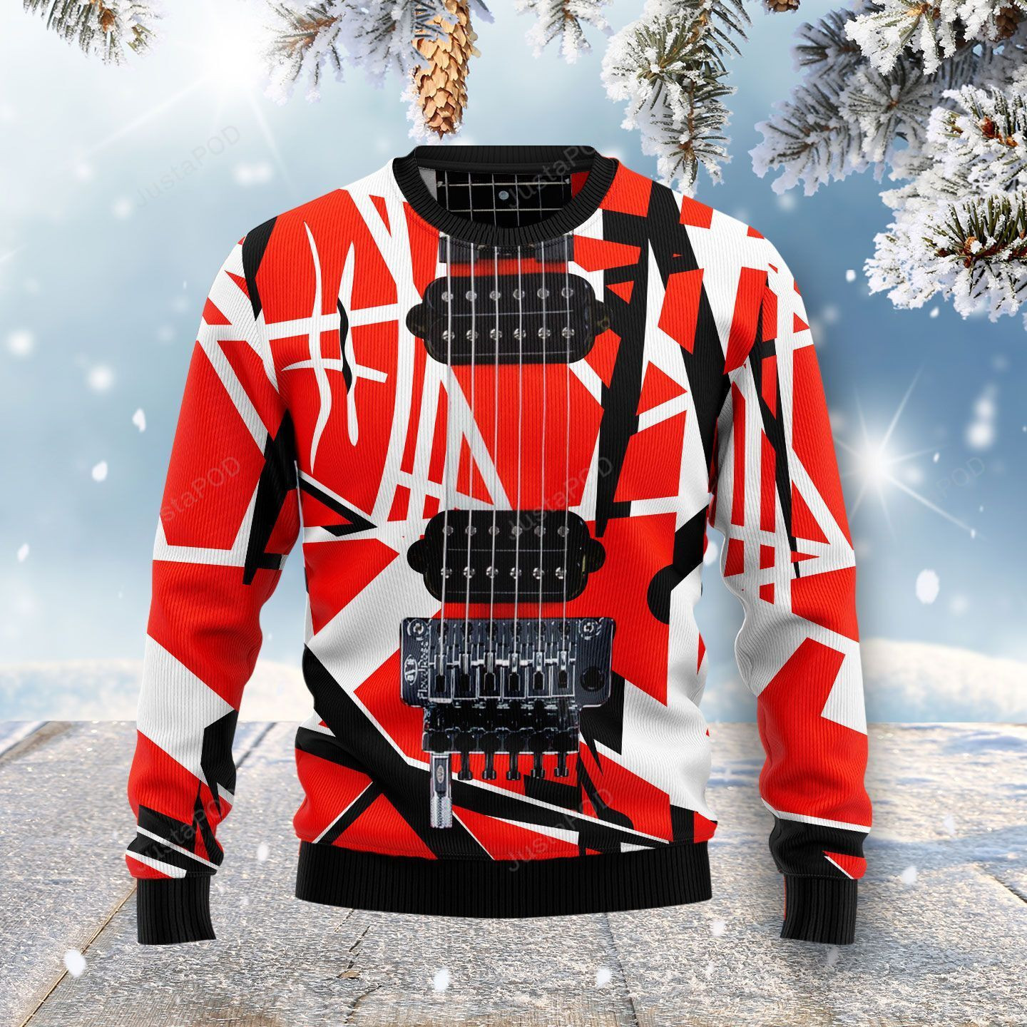 Guitar Ugly Christmas Sweater Adult 3D Funny Matching for family