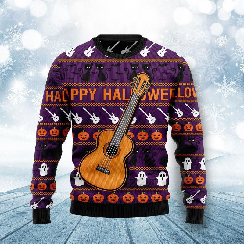 Guitar Ugly Christmas Sweater Adult 3D Funny Matching for family