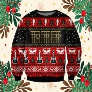 Guitar Ugly Christmas Sweater Adult 3D Funny Matching for family