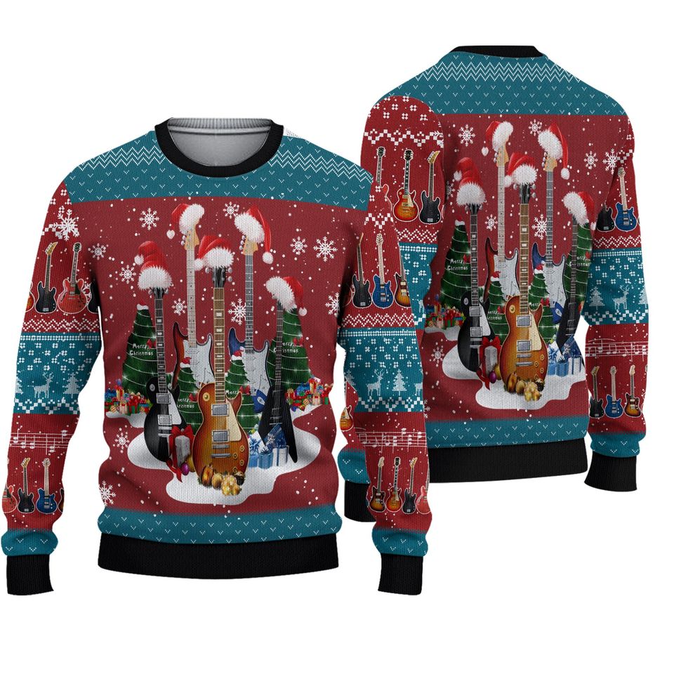 Guitar Ugly Knitted Christmas  Sweater