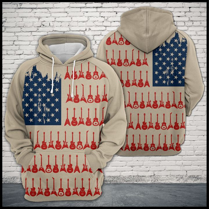 Guitar Usa Flag 3D All Over Print Hoodie, Zip Hoodie