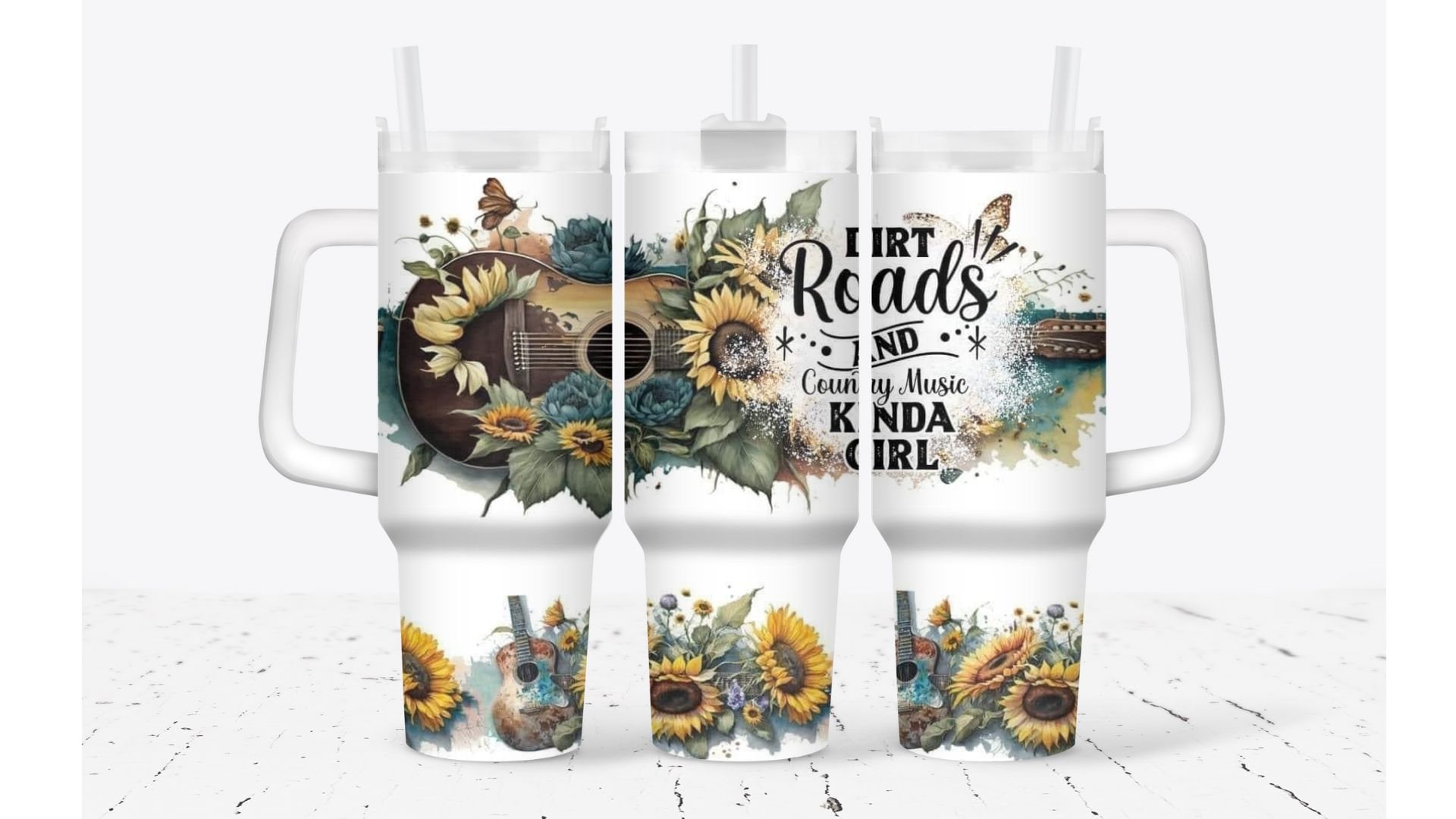 Guitar with Sunflower Music Custom Stanley Cup 40 oz 30 oz Tumbler With HandleTVC2301930