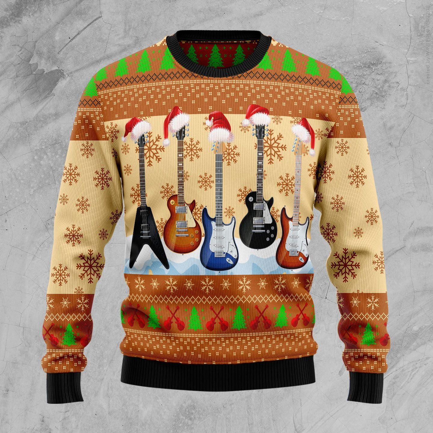 Guitar Xmas Ugly Christmas Sweater Adult 3D Funny Matching for family