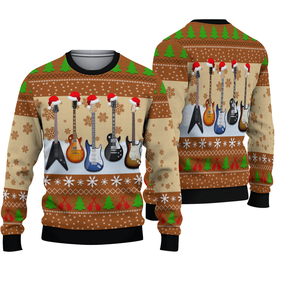 Guitars Santa Xmas Ugly Sweater