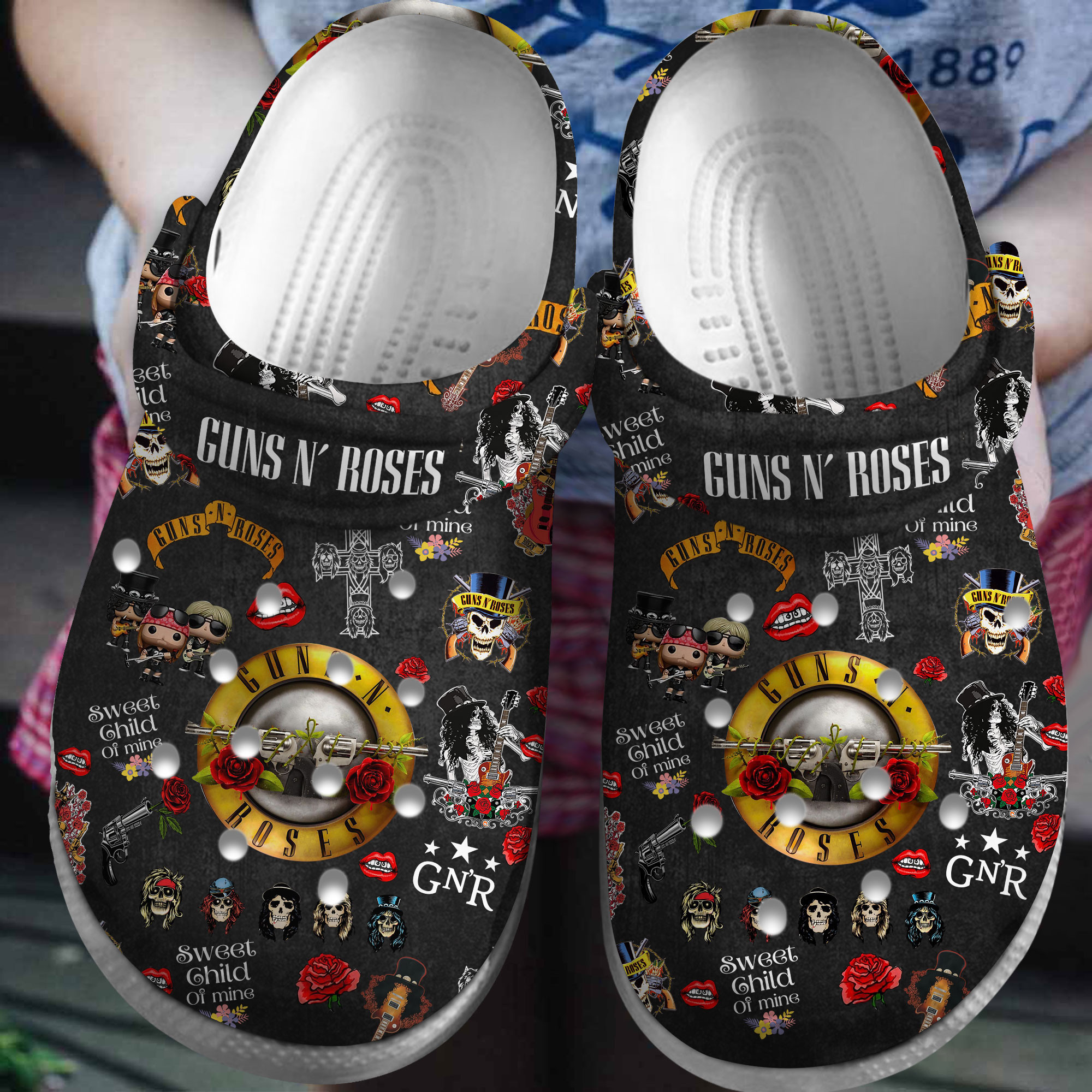 Gun NÃ¢â‚¬â„¢ Roses Music Crocs Crocband Clogs Shoes Comfortable For Men Women and Kids