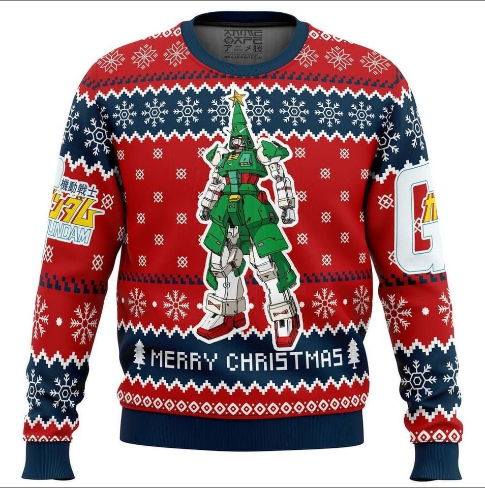 Gundam Ugly Knitted Christmas Sweatshirt, Gundam Xmas  3D Sweater